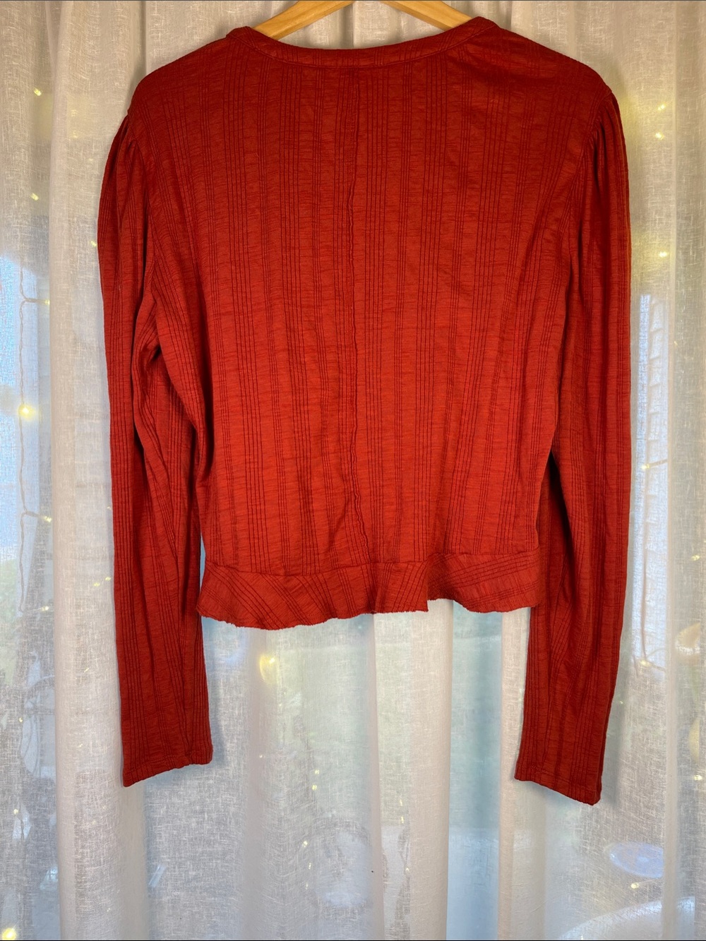Pilcro Rust Red Button-Front Ribbed Cardigan - Picture 3 of 8
